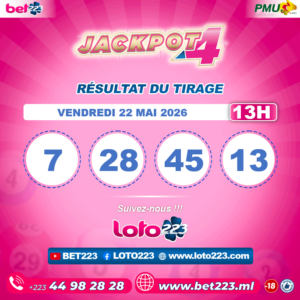 JACKPOT 4 : Tirage de 13h du 22 Mai 2026