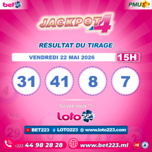 JACKPOT 4 : Tirage de 15h du 22 Mai 2026