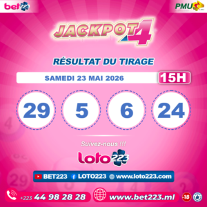 JACKPOT 4 : Tirage de 15h du 23 Mai 2026