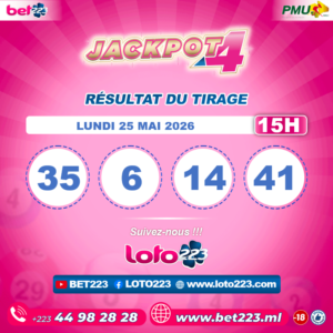 JACKPOT 4 : Tirage de 15h du 25 Mai 2026