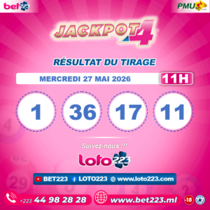 JACKPOT 4 : Tirage de 11h du 27 Mai 2026