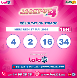 JACKPOT 4 : Tirage de 15h du 27 Mai 2026