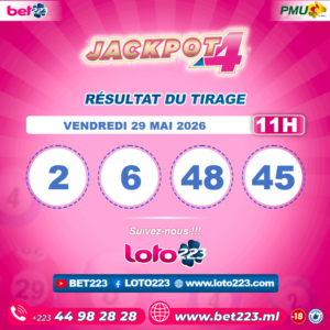 JACKPOT 4 : Tirage de 11h du 29 Mai 2026