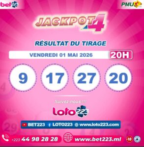 JACKPOT 4 : Tirage de 20h du 01 Mai 2026