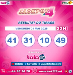 JACKPOT 4 : Tirage de 22h du 01 Mai 2026