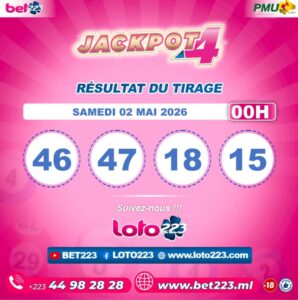JACKPOT 4 : Tirage de 00h du 02 Mai 2026