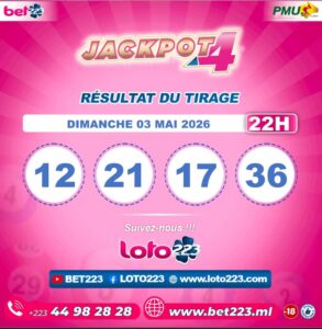 JACKPOT 4 : Tirage de 22h du 03 Mai 2026