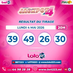 JACKPOT 4 : Tirage de 20h du 04 Mai 2026