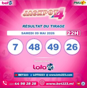 JACKPOT 4 : Tirage de 22h du 09 Mai 2026