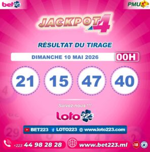 JACKPOT 4 : Tirage de 00h du 10 Mai 2026