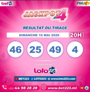 JACKPOT 4 : Tirage de 20h du 10 Mai 2026