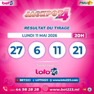 JACKPOT 4 : Tirage de 20h du 11 Mai 2026