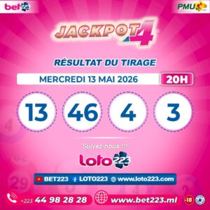 JACKPOT 4 : Tirage de 20h du 13 Mai 2026