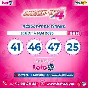 JACKPOT 4 : Tirage de 00h du 14 Mai 2026