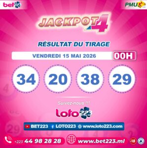JACKPOT 4 : Tirage de 00h du 15 Mai 2026