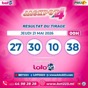 JACKPOT 4 : Tirage de 00h du 21 Mai 2026