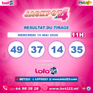 JACKPOT 4 : Tirage de 11h du 10 Juin 2026