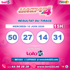 JACKPOT 4 : Tirage de 15h du 10 Juin 2026