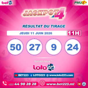 JACKPOT 4 : Tirage de 11h du 11 Juin 2026