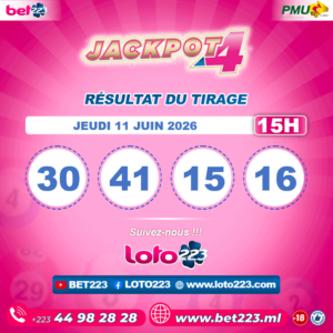 JACKPOT 4 : Tirage de 15h du 11 Juin 2026