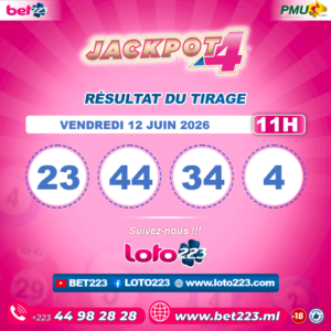 JACKPOT 4 : Tirage de 11h du 12 Juin 2026