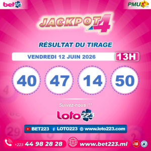 JACKPOT 4 : Tirage de 13h du 12 Juin 2026