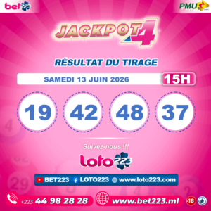 JACKPOT 4 : Tirage de 15h du 13 Juin 2026