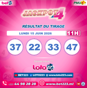 JACKPOT 4 : Tirage de 11h du 15 Juin 2026