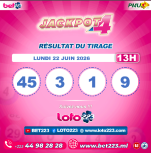 JACKPOT 4 : Tirage de 13h du 22 Juin 2026