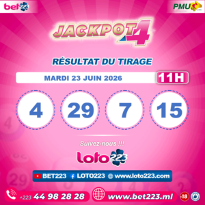 JACKPOT 4 : Tirage de 11h du 23 Juin 2026