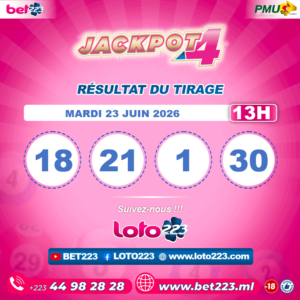JACKPOT 4 : Tirage de 13h du 23 Juin 2026