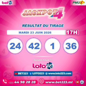 JACKPOT 4 : Tirage de 17h du 23 Juin 2026