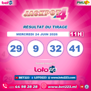 JACKPOT 4 : Tirage de 11h du 24 Juin 2026