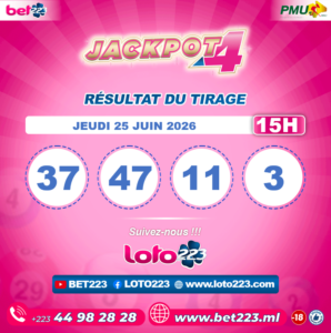 JACKPOT 4 : Tirage de 15h du 25 Juin 2026
