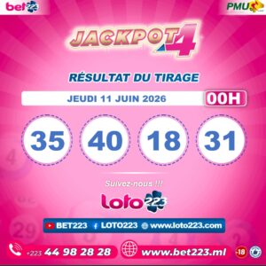 JACKPOT 4 : Tirage de 00h du 11 Juin 2026